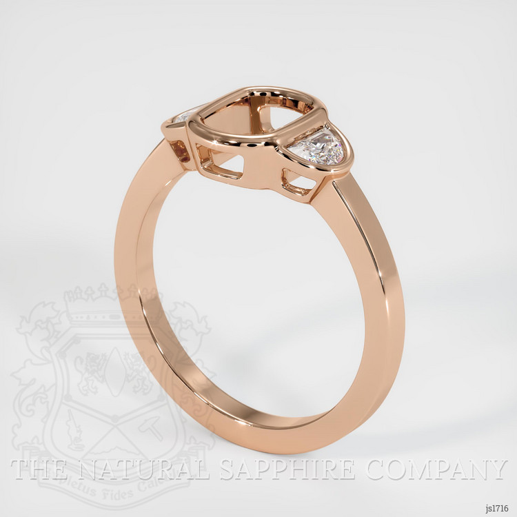 18K Rose Gold Three Stone Ring Setting