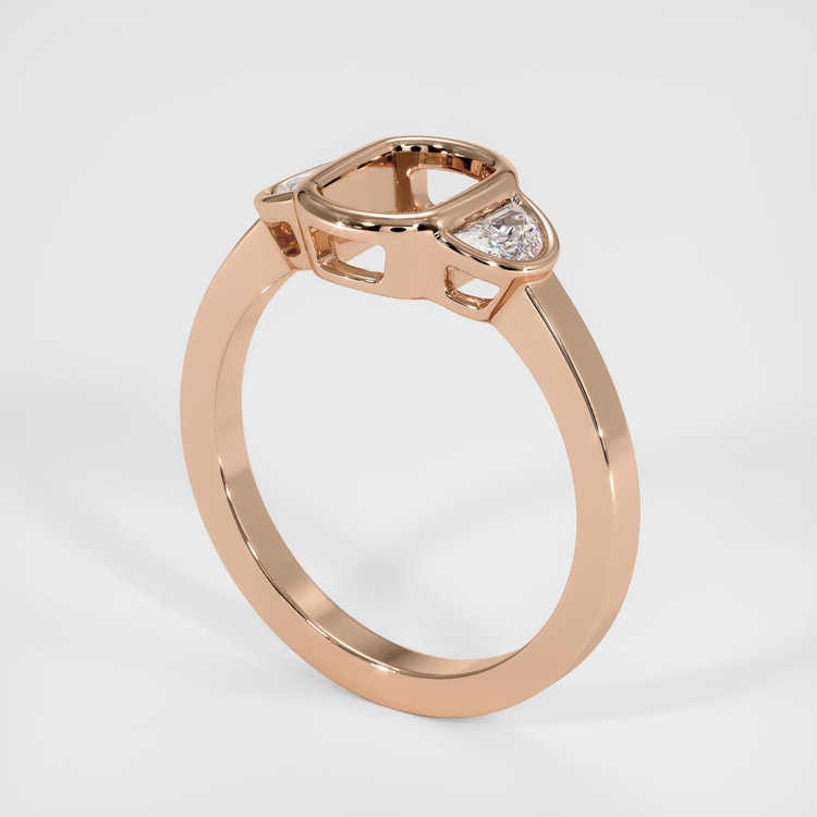 18K Rose Gold Three Stone Ring Setting