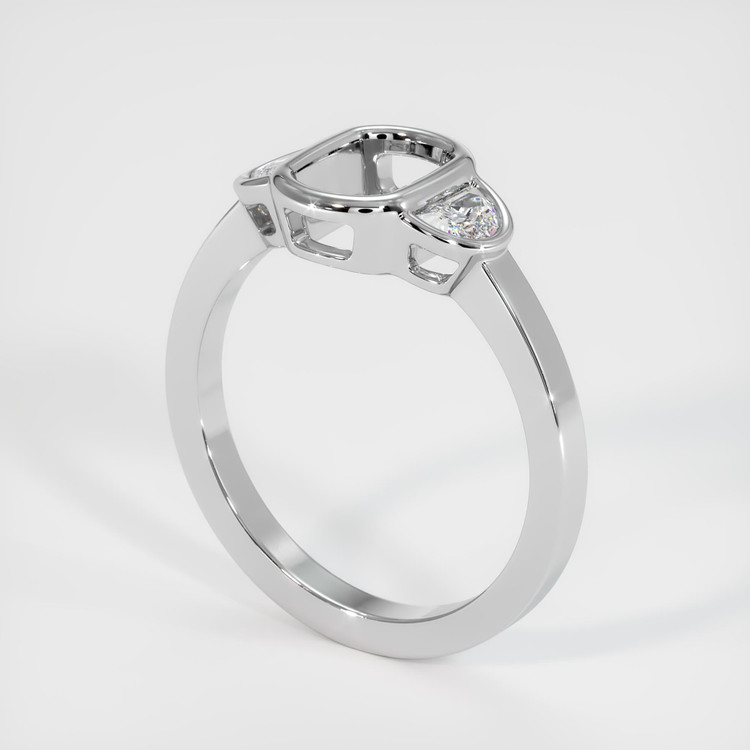 14K White Gold Three Stone Ring Setting