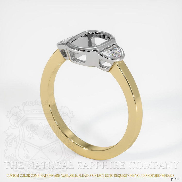 14K White & Yellow Three Stone Ring Setting