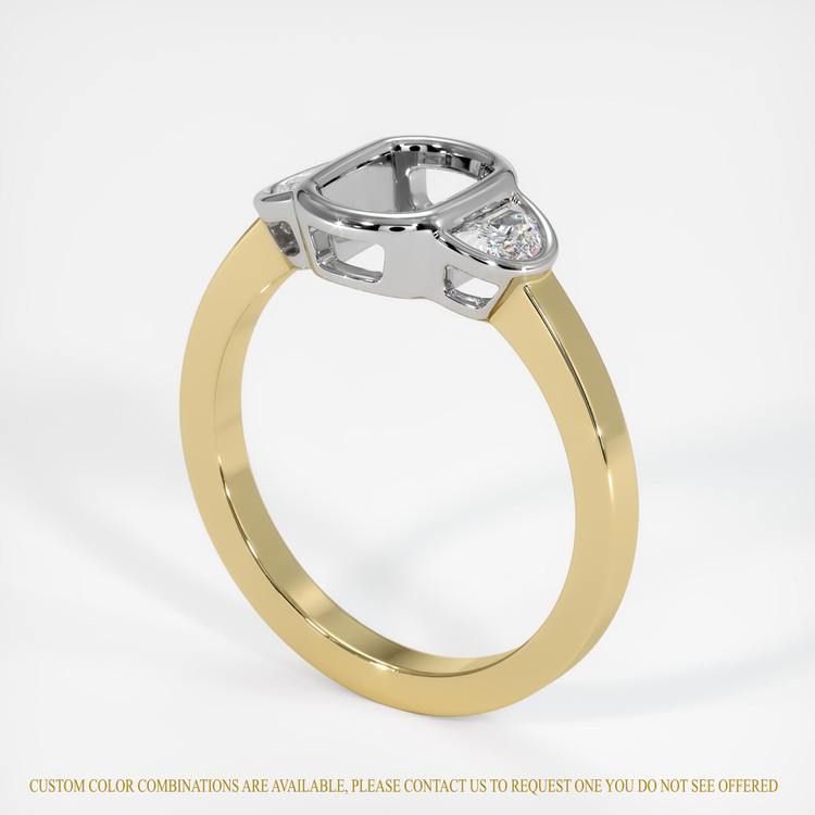 14K White & Yellow Three Stone Ring Setting