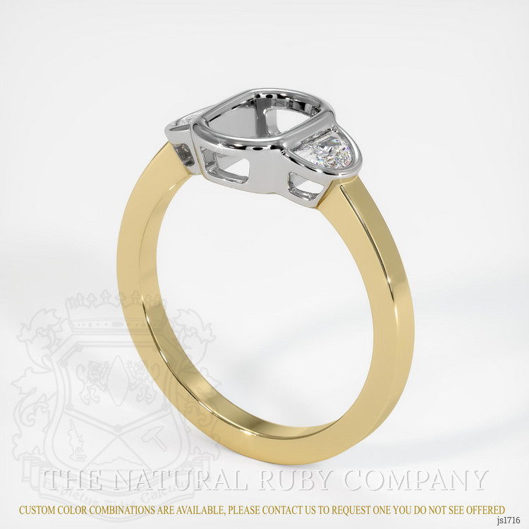 14K White & Yellow Three Stone Ring Setting