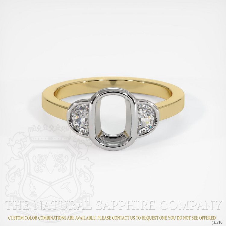 14K White & Yellow Three Stone Ring Setting