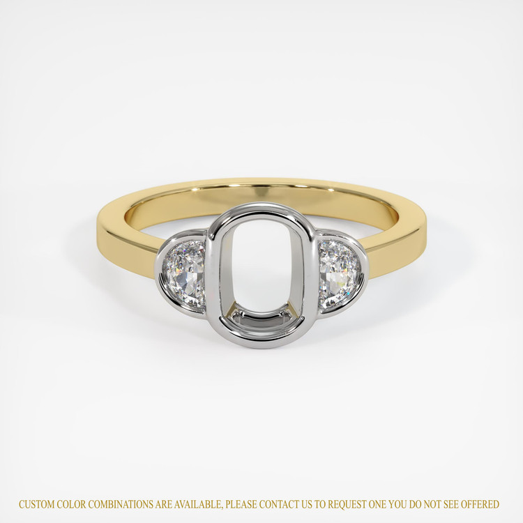 14K White & Yellow Three Stone Ring Setting