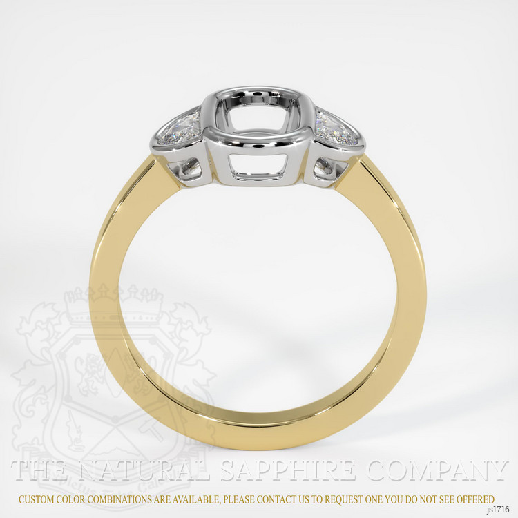 14K White & Yellow Three Stone Ring Setting