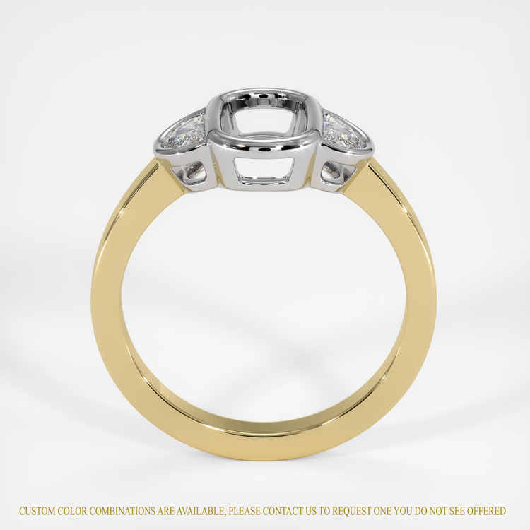 14K White & Yellow Three Stone Ring Setting