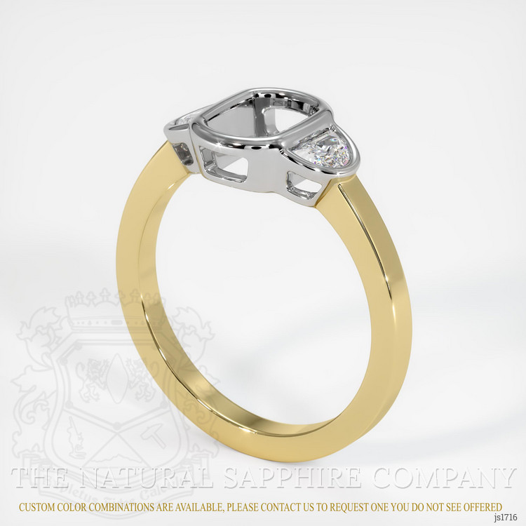 18K White & Yellow Three Stone Ring Setting