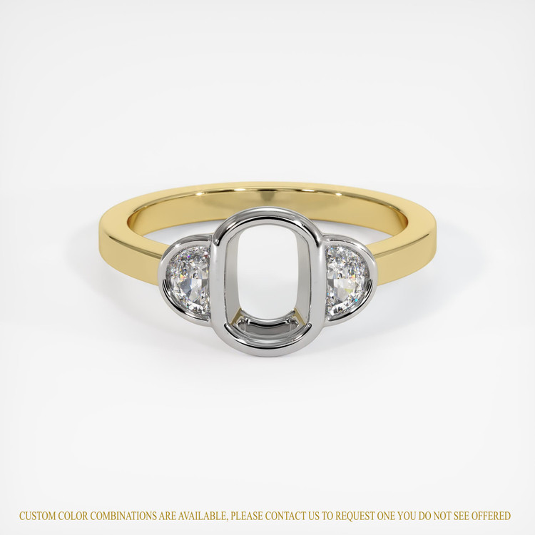 18K White & Yellow Three Stone Ring Setting