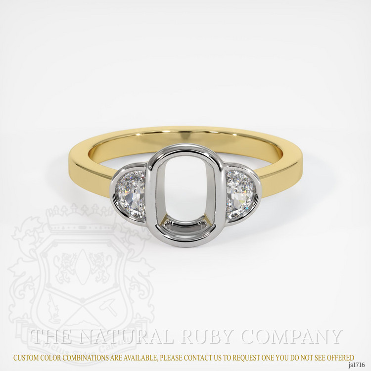 18K White & Yellow Three Stone Ring Setting