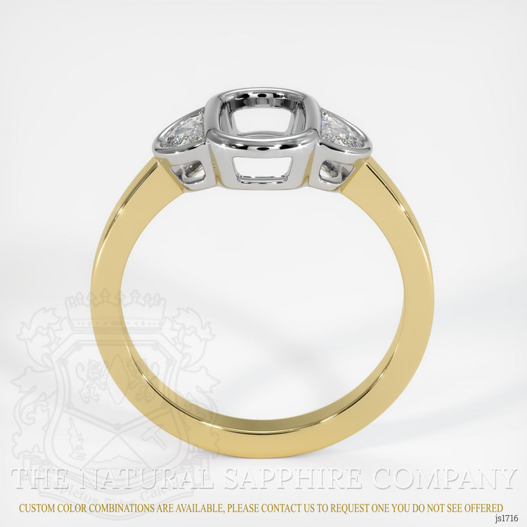 18K White & Yellow Three Stone Ring Setting