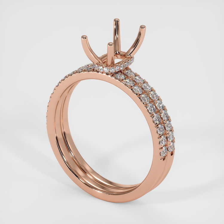 14K Rose Gold Pave Ring Setting
