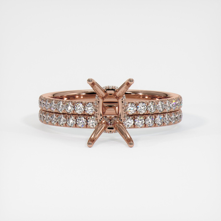 14K Rose Gold Pave Ring Setting