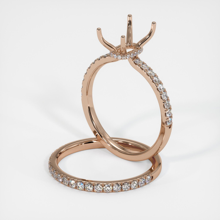 14K Rose Gold Pave Ring Setting