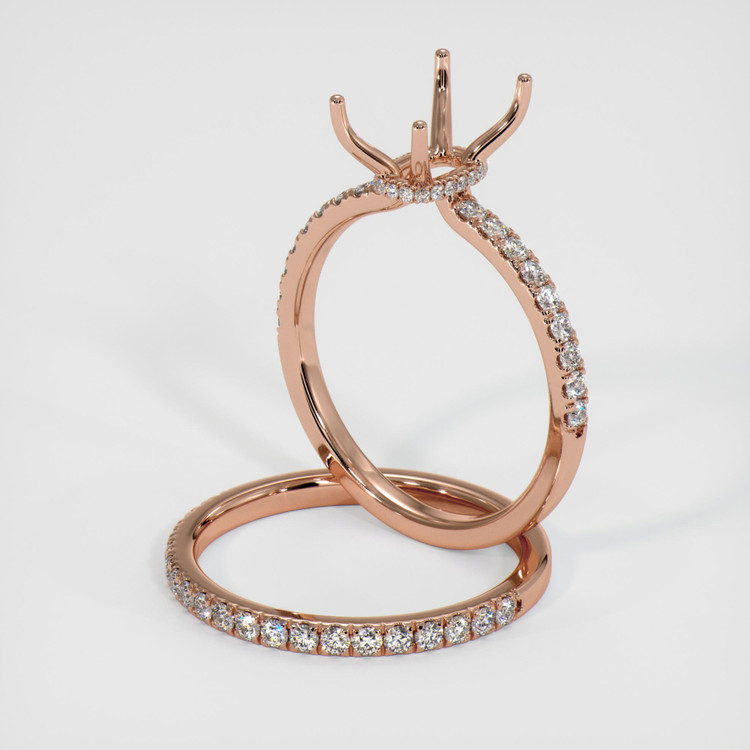 14K Rose Gold Pave Ring Setting