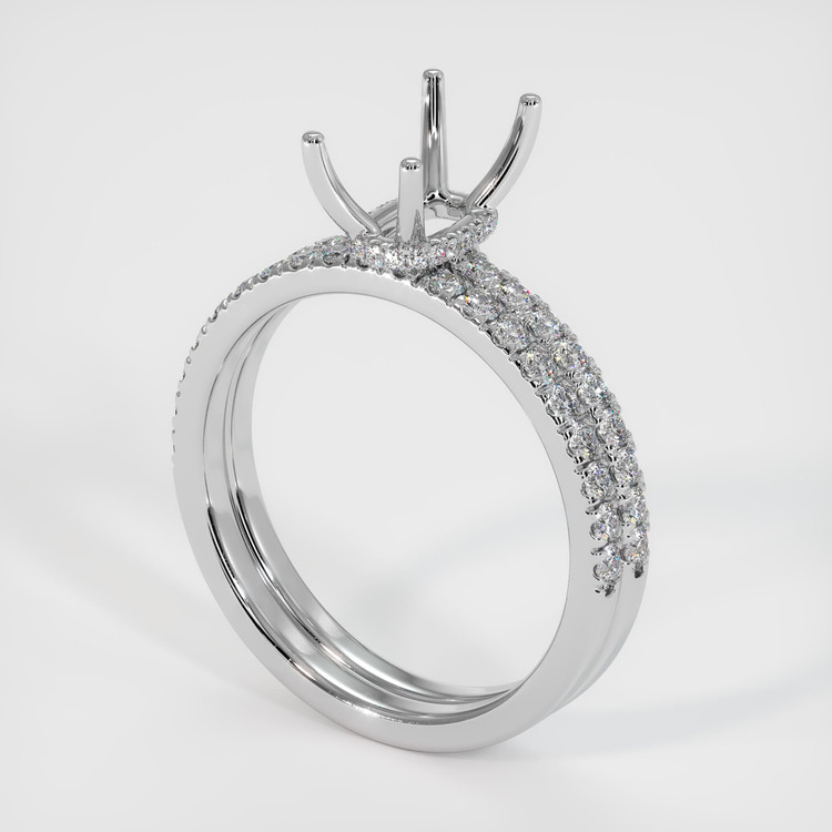 14K White Gold Pave Ring Setting