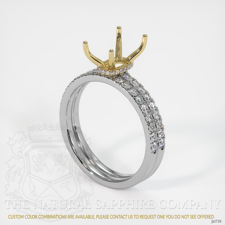 14K Yellow & White Pave Ring Setting
