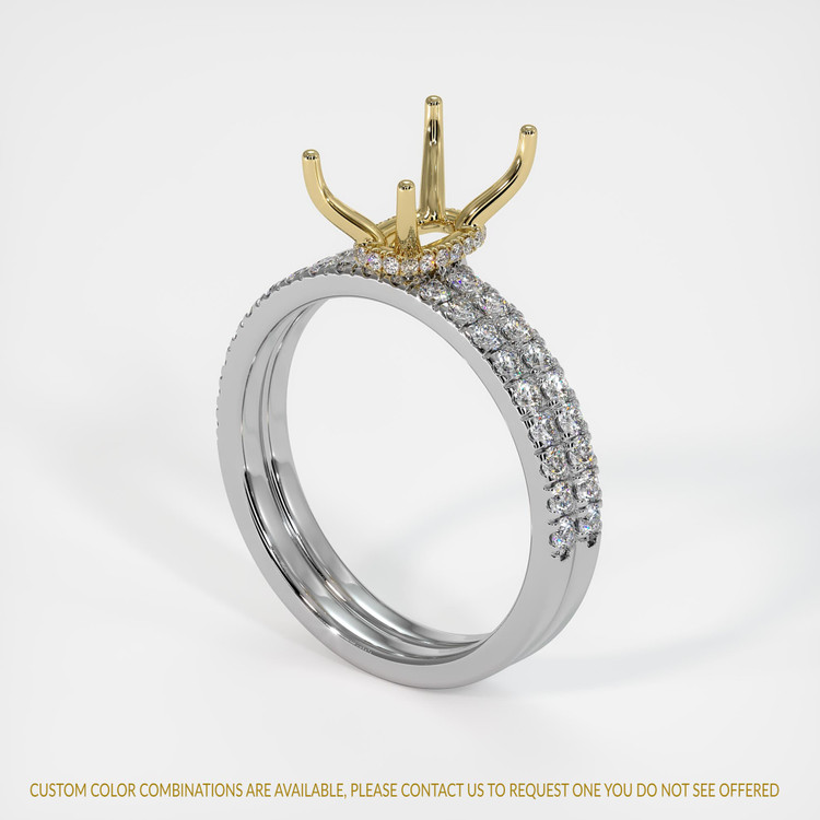 14K Yellow & White Pave Ring Setting