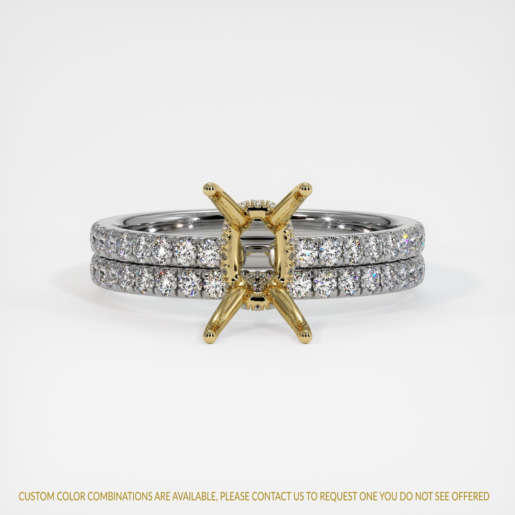 14K Yellow & White Pave Ring Setting