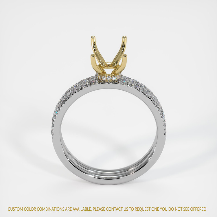 14K Yellow & White Pave Ring Setting