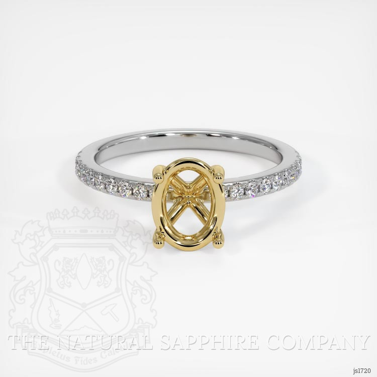 14K Yellow & White Pave Ring Setting