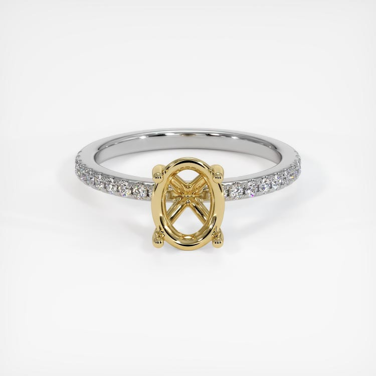 14K Yellow & White Pave Ring Setting