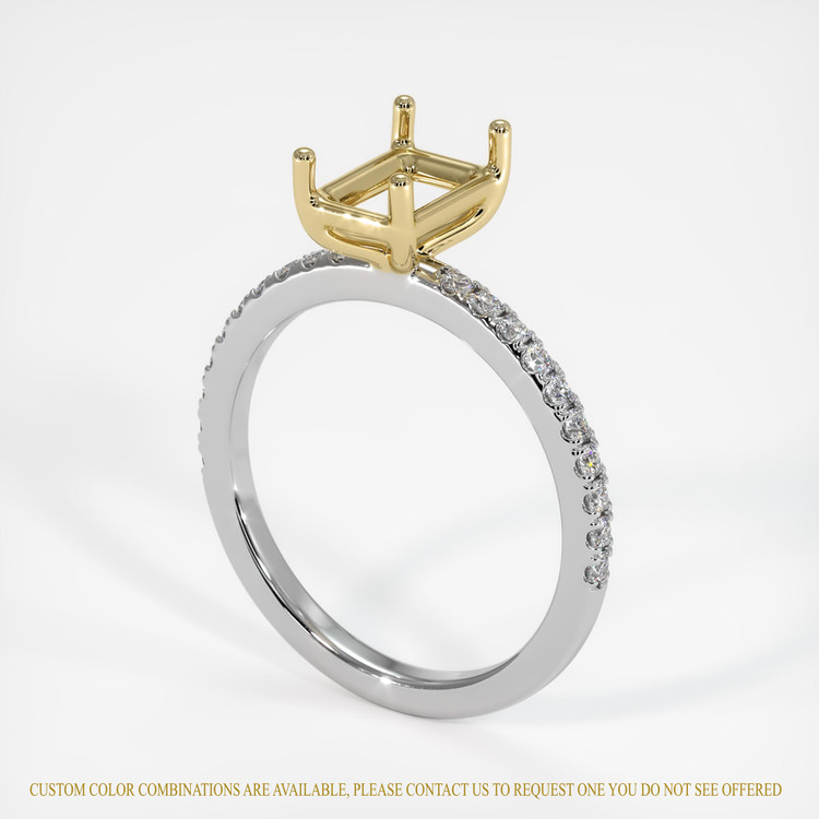 14K Yellow & White Pave Ring Setting