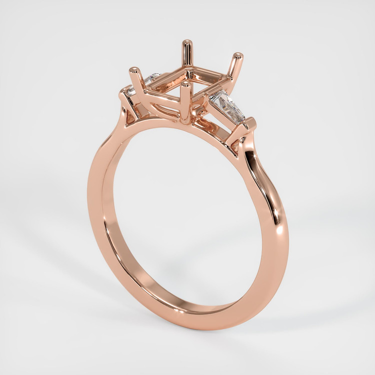 14K Rose Gold Three Stone Ring Setting