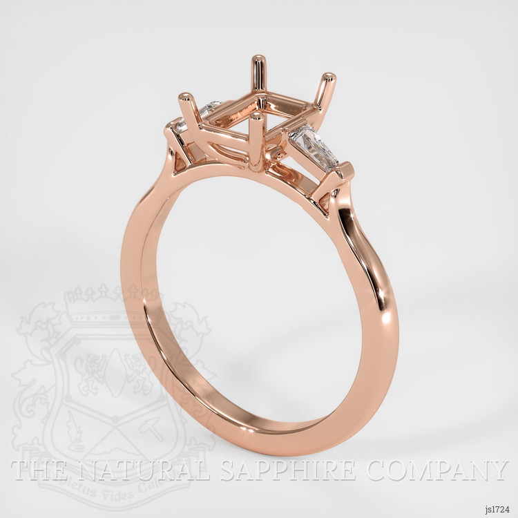 14K Rose Gold Three Stone Ring Setting