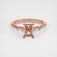 14K Rose Gold Three Stone Ring Setting Image