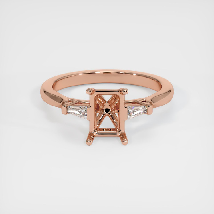 14K Rose Gold Three Stone Ring Setting