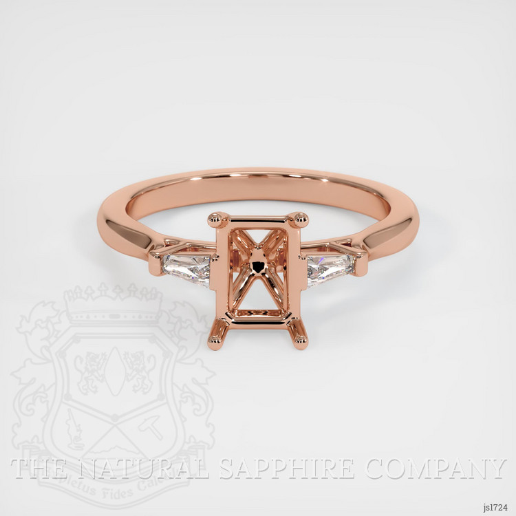 14K Rose Gold Three Stone Ring Setting
