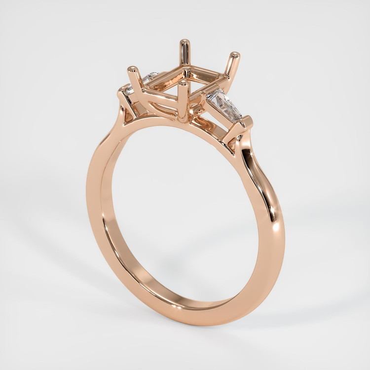 18K Rose Gold Three Stone Ring Setting