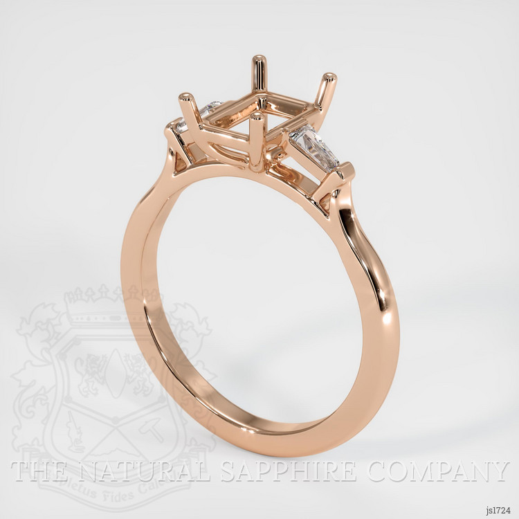 18K Rose Gold Three Stone Ring Setting