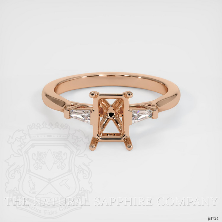 18K Rose Gold Three Stone Ring Setting