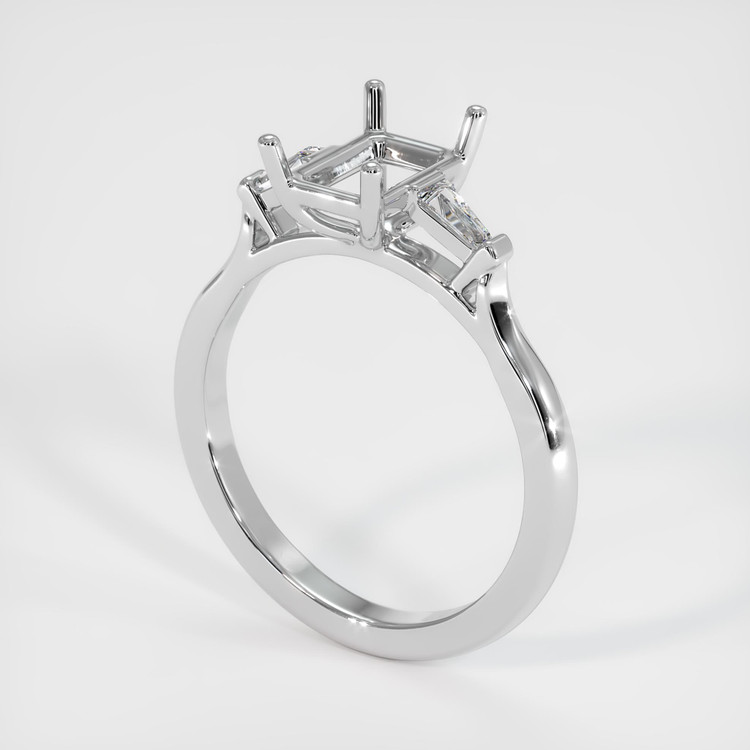 10K White Gold Three Stone Ring Setting