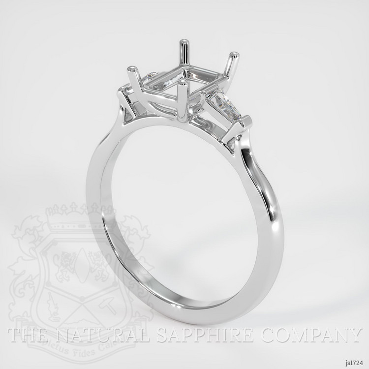 14K White Gold Three Stone Ring Setting