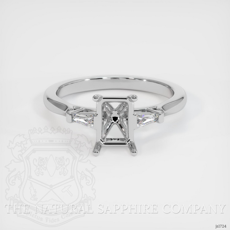 14K White Gold Three Stone Ring Setting