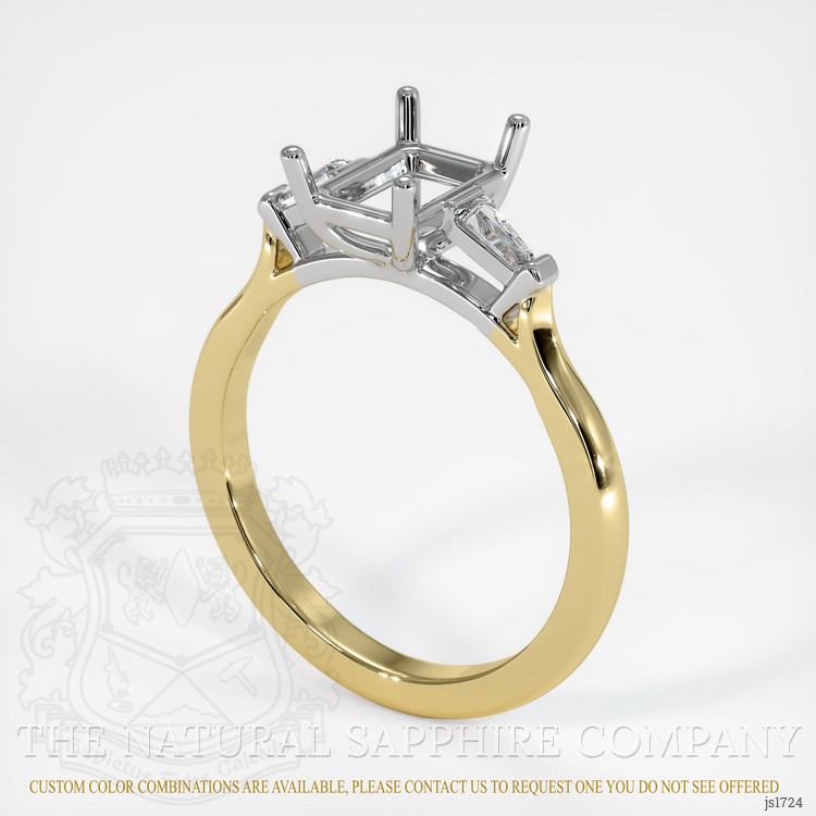 14K White & Yellow Three Stone Ring Setting