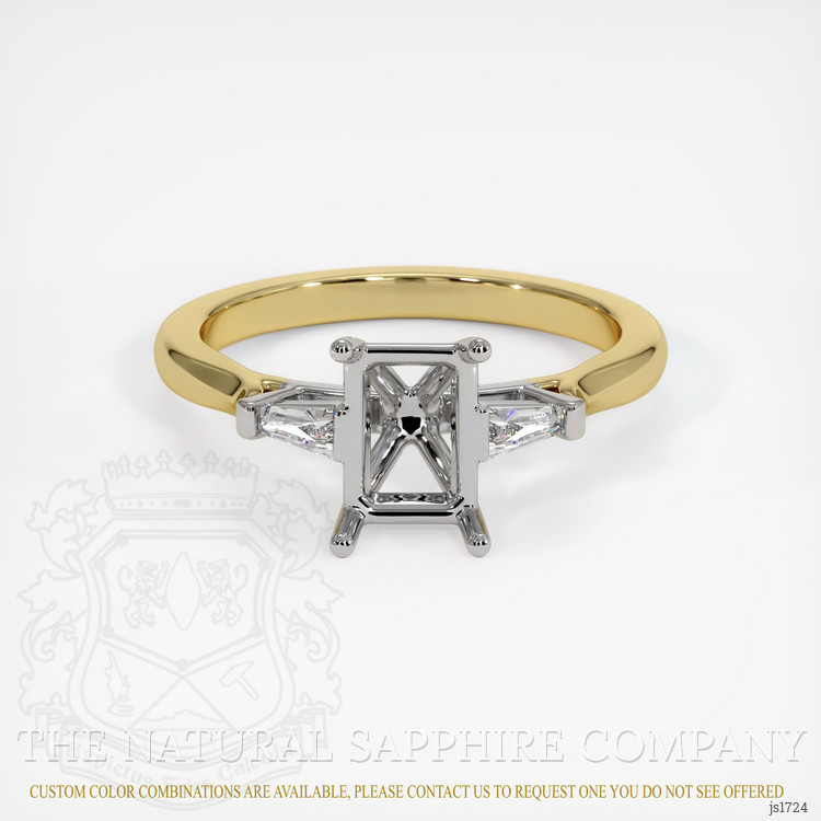 14K White & Yellow Three Stone Ring Setting