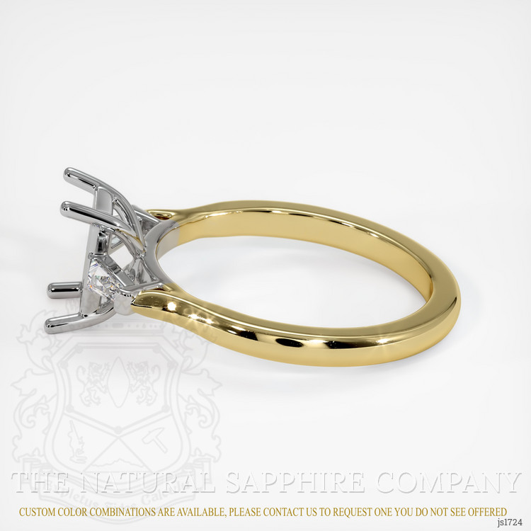 14K White & Yellow Three Stone Ring Setting