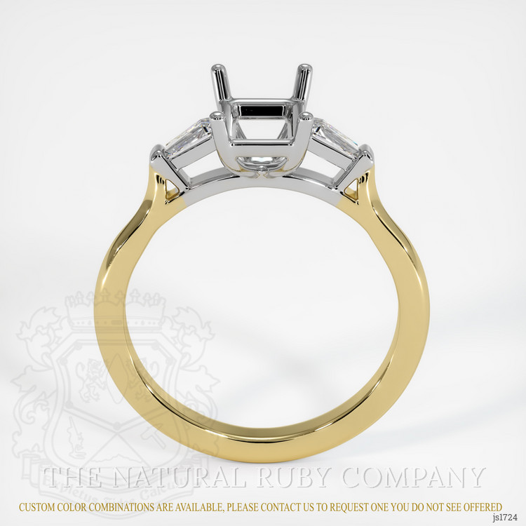 14K White & Yellow Three Stone Ring Setting