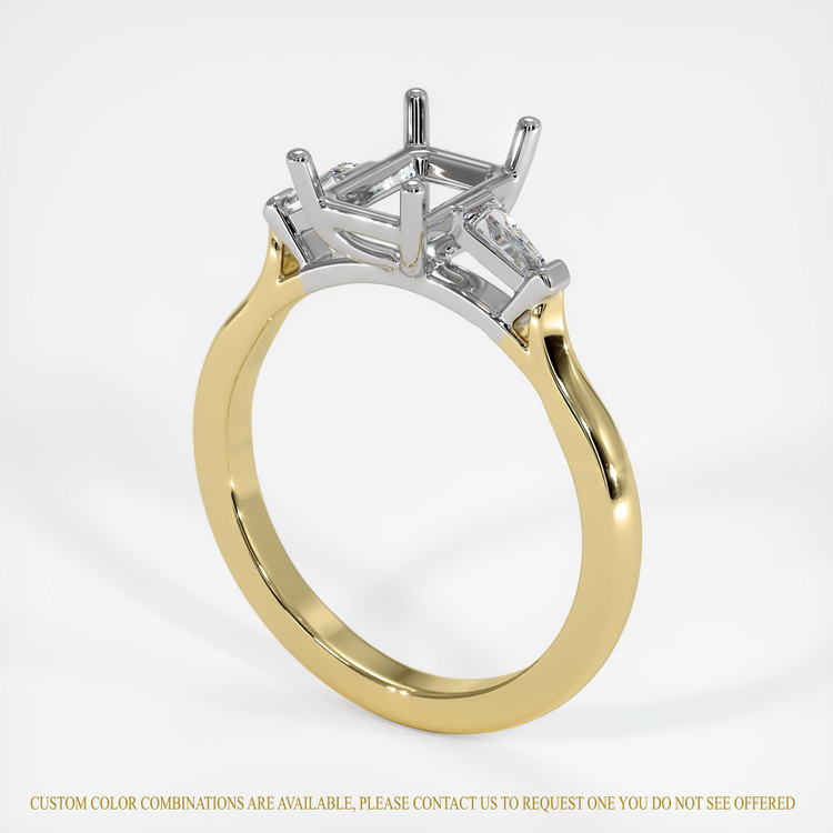 18K White & Yellow Three Stone Ring Setting