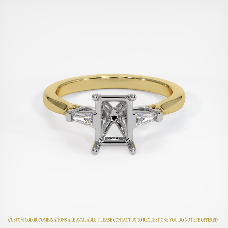 18K White & Yellow Three Stone Ring Setting