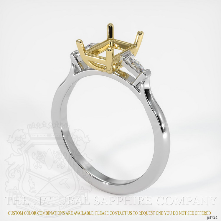 14K Yellow & White Three Stone Ring Setting