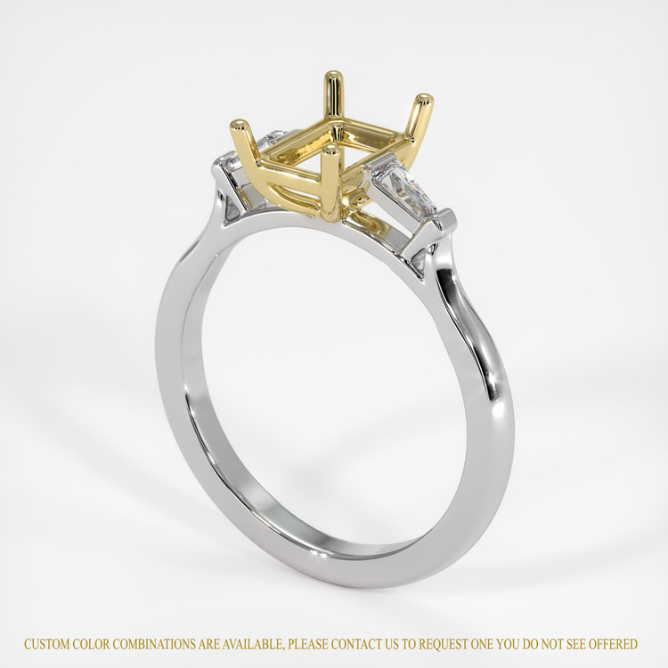 14K Yellow & White Three Stone Ring Setting