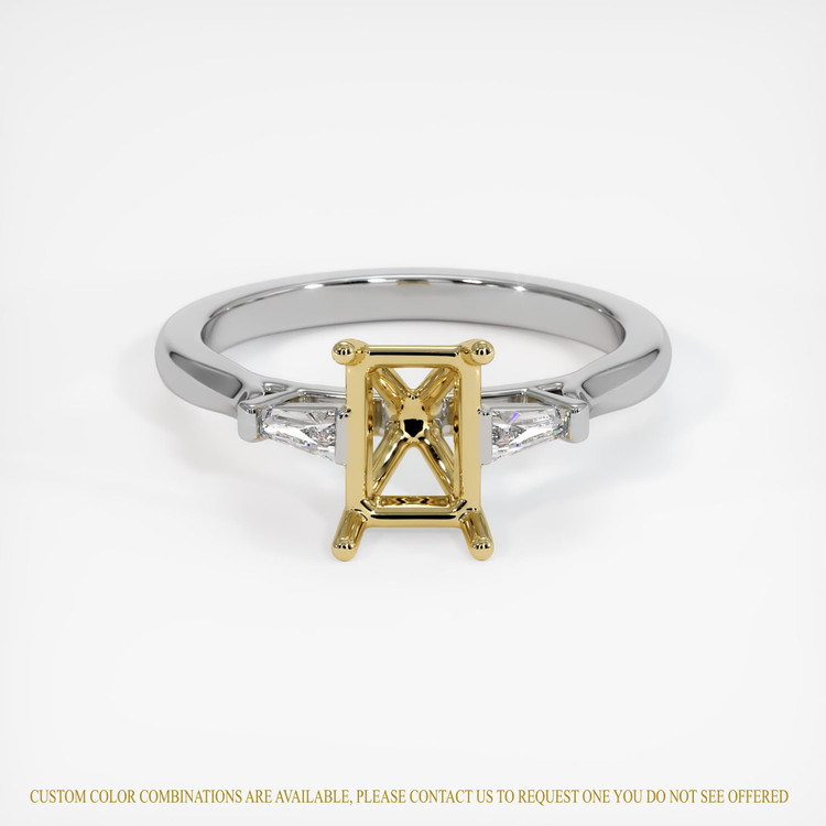 14K Yellow & White Three Stone Ring Setting