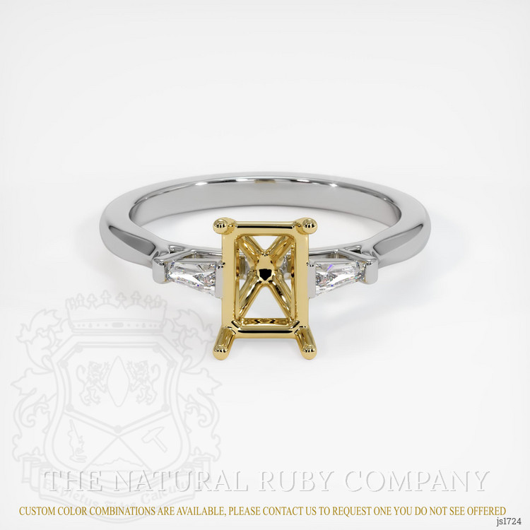14K Yellow & White Three Stone Ring Setting