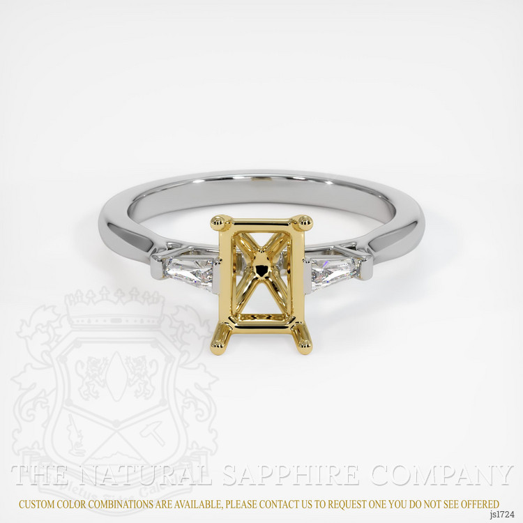 14K Yellow & White Three Stone Ring Setting