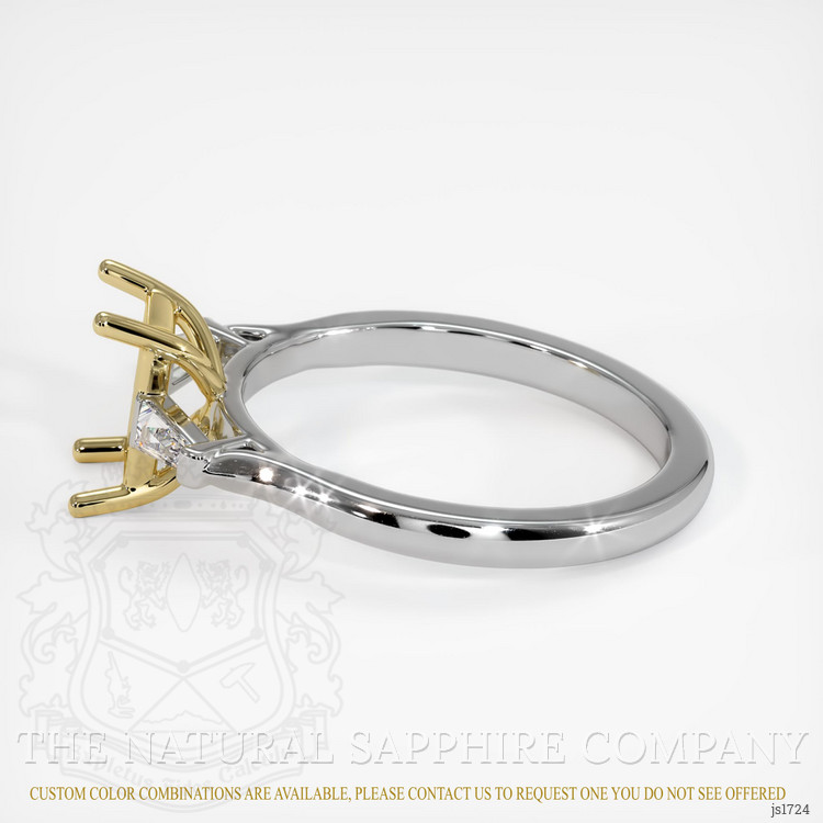 14K Yellow & White Three Stone Ring Setting