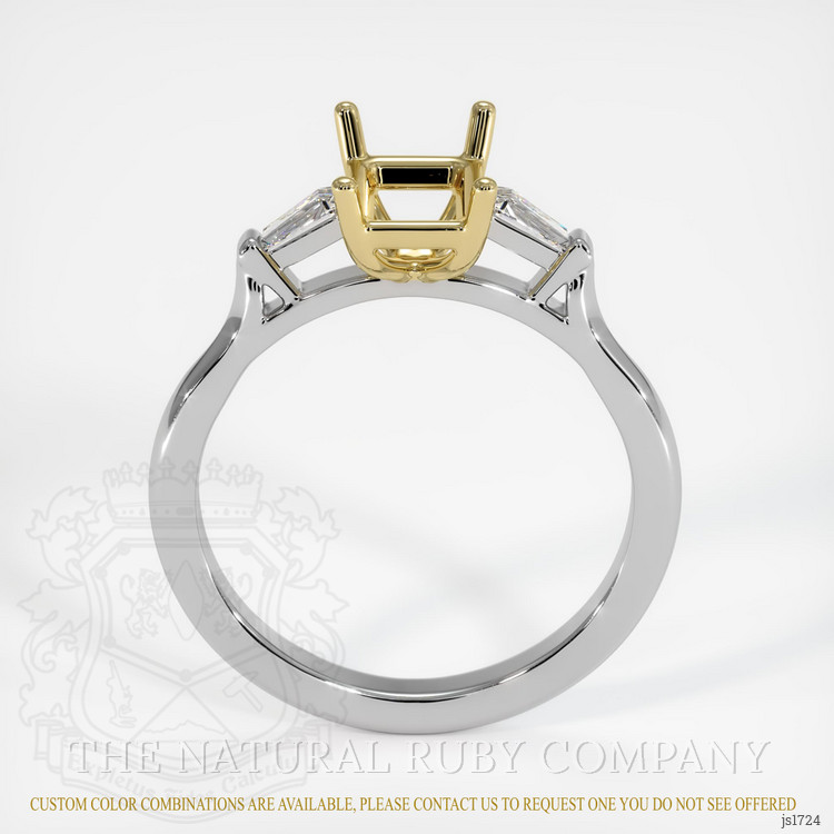 14K Yellow & White Three Stone Ring Setting